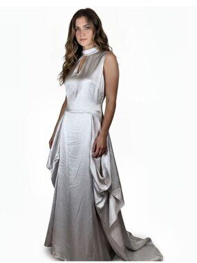 Zero + Maria Cornejo Linen Sleeveless Long Dress, Pearl White, Womens Size 4